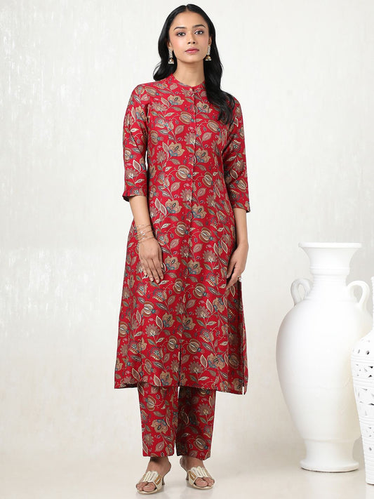 Dhiyona SO Women's Women Floral Printed Regular Kurta with Trousers