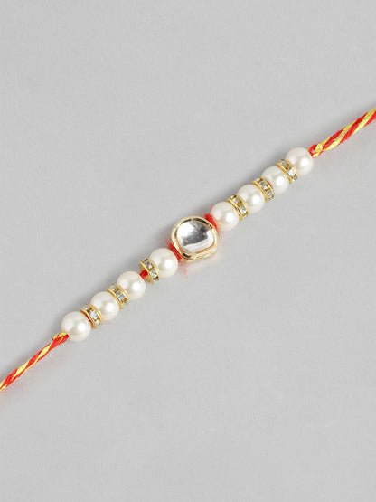 Dhiyona Unisex Set of 2 Beaded Bhai Bhabhi Rakhis With Roli & Chawal