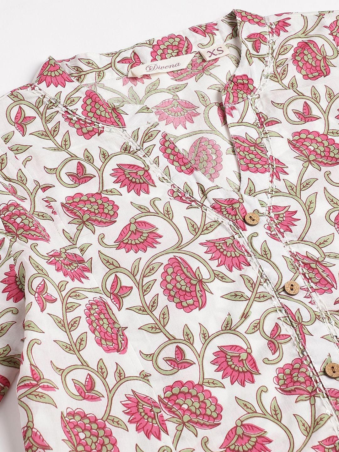 Dhiyona KL Women Floral Printed Regular Pure Cotton Kurta with Palazzos & With Dupatta