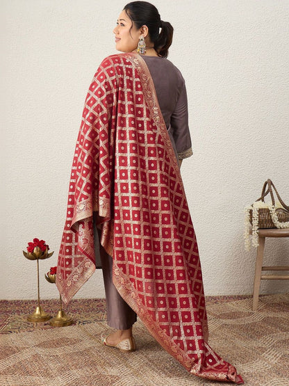 Dhiyona Women's Ethnic Motifs Embroidered Regular Kurta with Trousers & With Dupatta