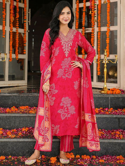 Dhiyona KL Women Ethnic Motifs Printed Regular Kurta with Trousers & With Dupatta