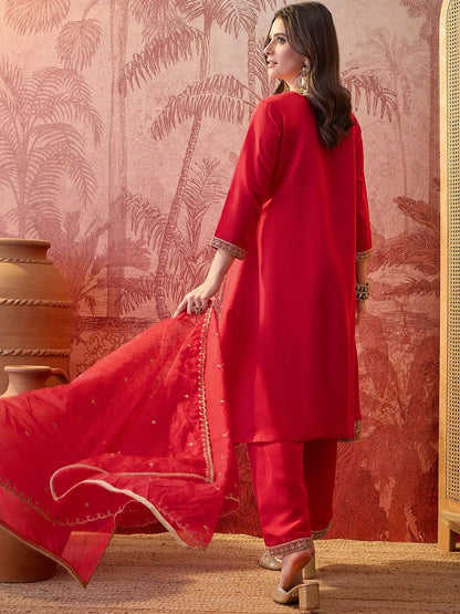 Dhiyona SN Embroidered Round Neck Kurta & Palazzos Kurta Sets