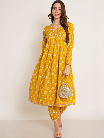 Women Ethnic Motifs Printed Empire Pure Cotton Kurta with Dhoti Pants