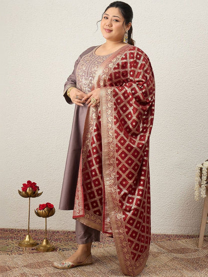 Dhiyona Women's Ethnic Motifs Embroidered Regular Sequinned Kurta with Palazzos & With Dupatta
