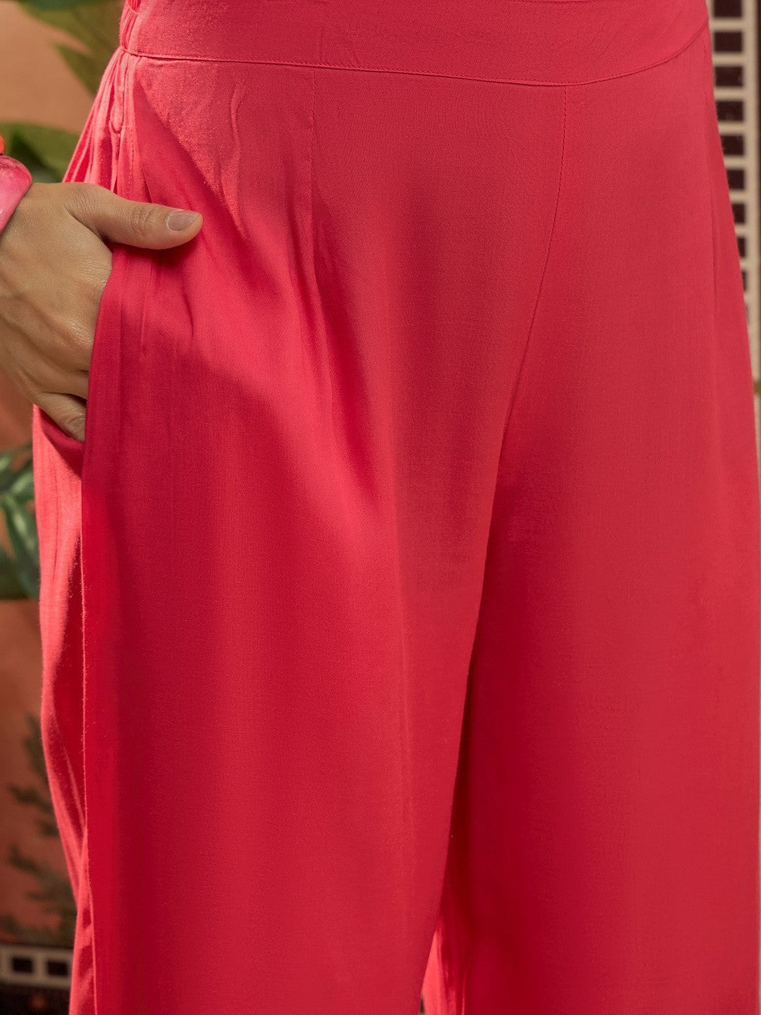 Embroidered Shoulder Straps Kurta & Trousers With Dupatta