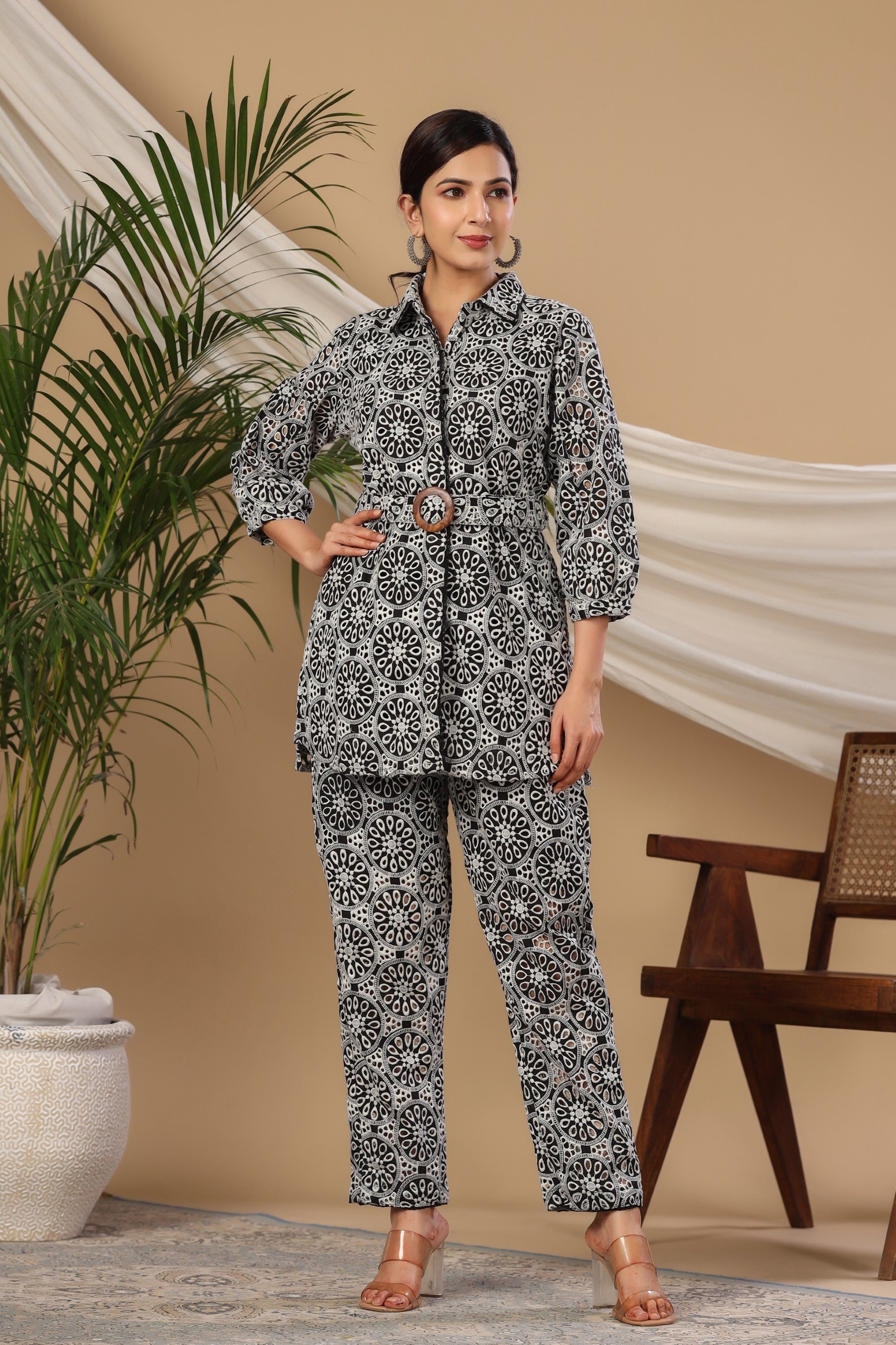 Pavitra Jade Schiffli Cotton Co-ord Set