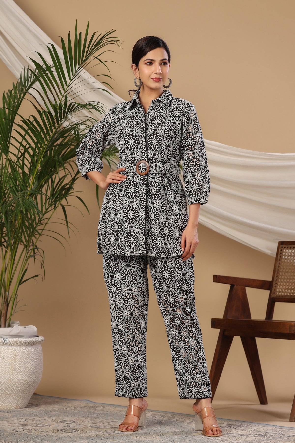 Pavitra Jade Schiffli Cotton Co-ord Set