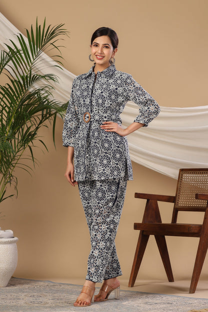 Pavitra Jade Schiffli Cotton Co-ord Set