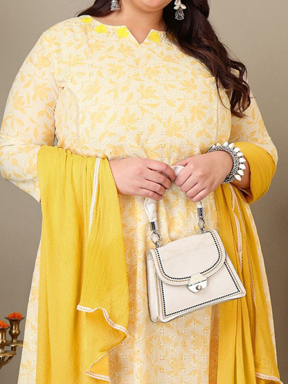 Dhiyona IN Women Ethnic Motifs Printed Regular Kurta & Trousers With Dupatta
