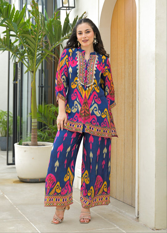 AutumnLane Pavitra Hibis Ikat printed Co-ord set