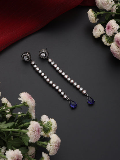 Dhiyona ST Blue Black Long Drop Earring