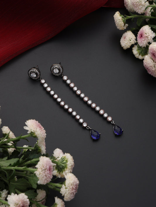Dhiyona ST Blue Black Long Drop Earring