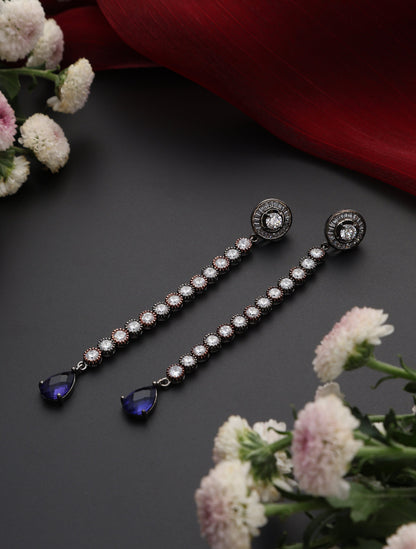 Dhiyona ST Blue Black Long Drop Earring