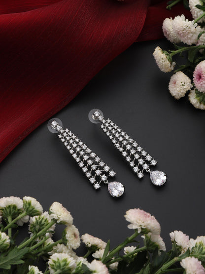 Dhiyona ST Diamond Lines With White Blue Drop Earring