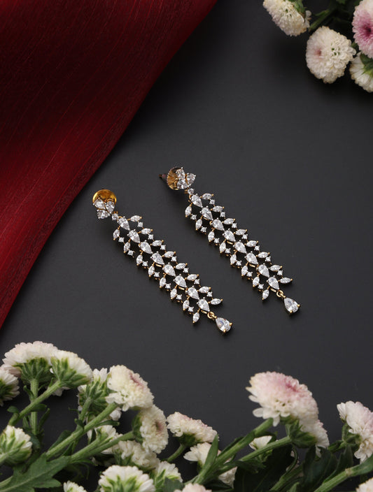 Dhiyona ST Long Gold and AD Earring