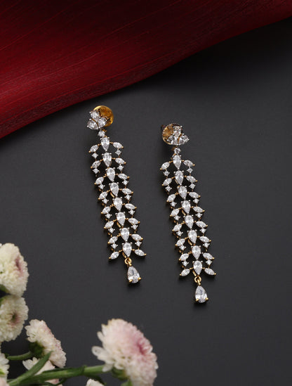 Dhiyona ST Long Gold and AD Earring
