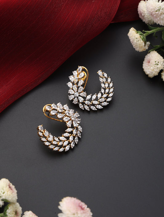 Dhiyona ST Diamond Flat Ring Amercian Diamond Earring