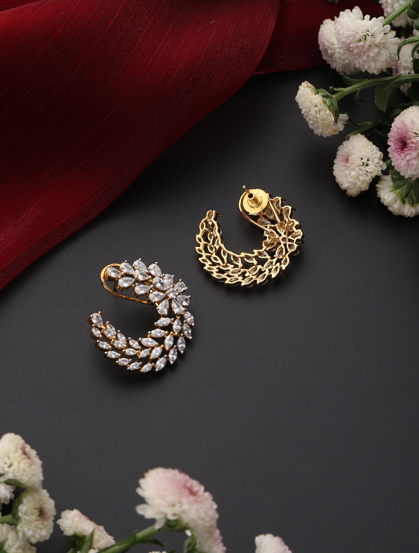 Dhiyona ST Diamond Flat Ring Amercian Diamond Earring