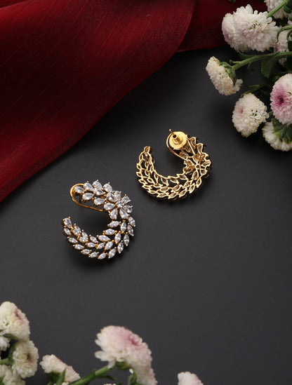 Dhiyona ST Diamond Flat Ring Amercian Diamond Earring