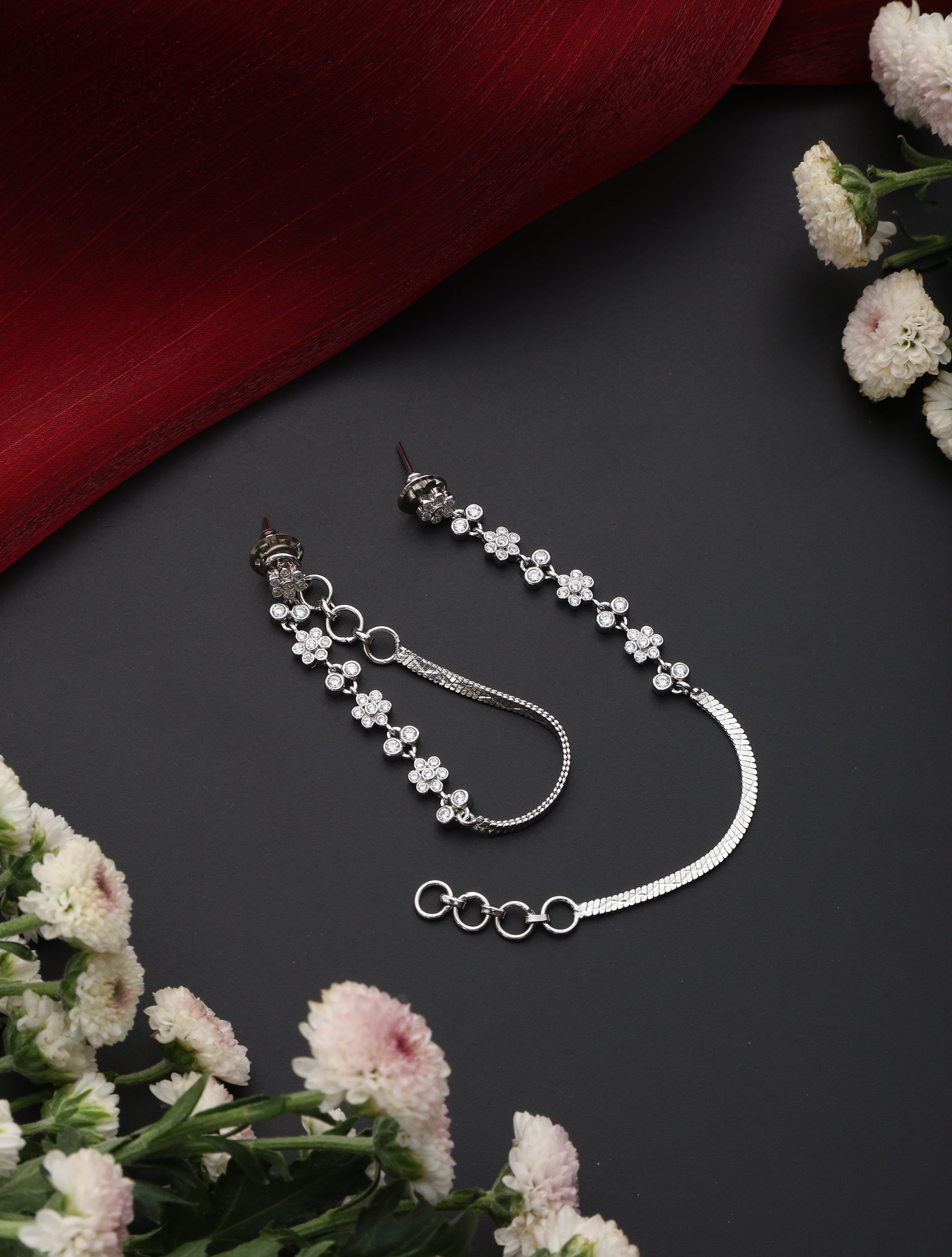 Dhiyona ST White Chain American Diamond Earring
