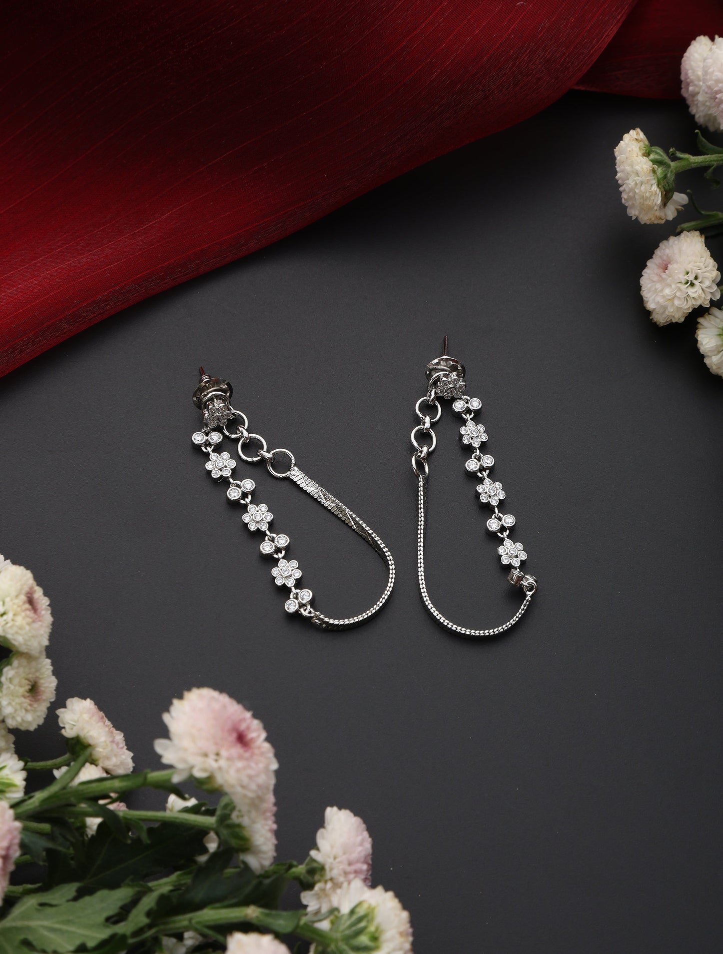 Dhiyona ST White Chain American Diamond Earring