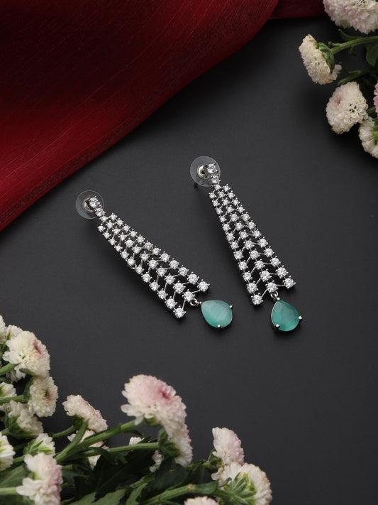Dhiyona ST Diamond Lines With Turq Drop Earring