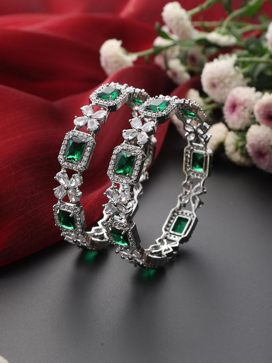 Dhiyona ST Emerald American Diamond Pair of Bangles