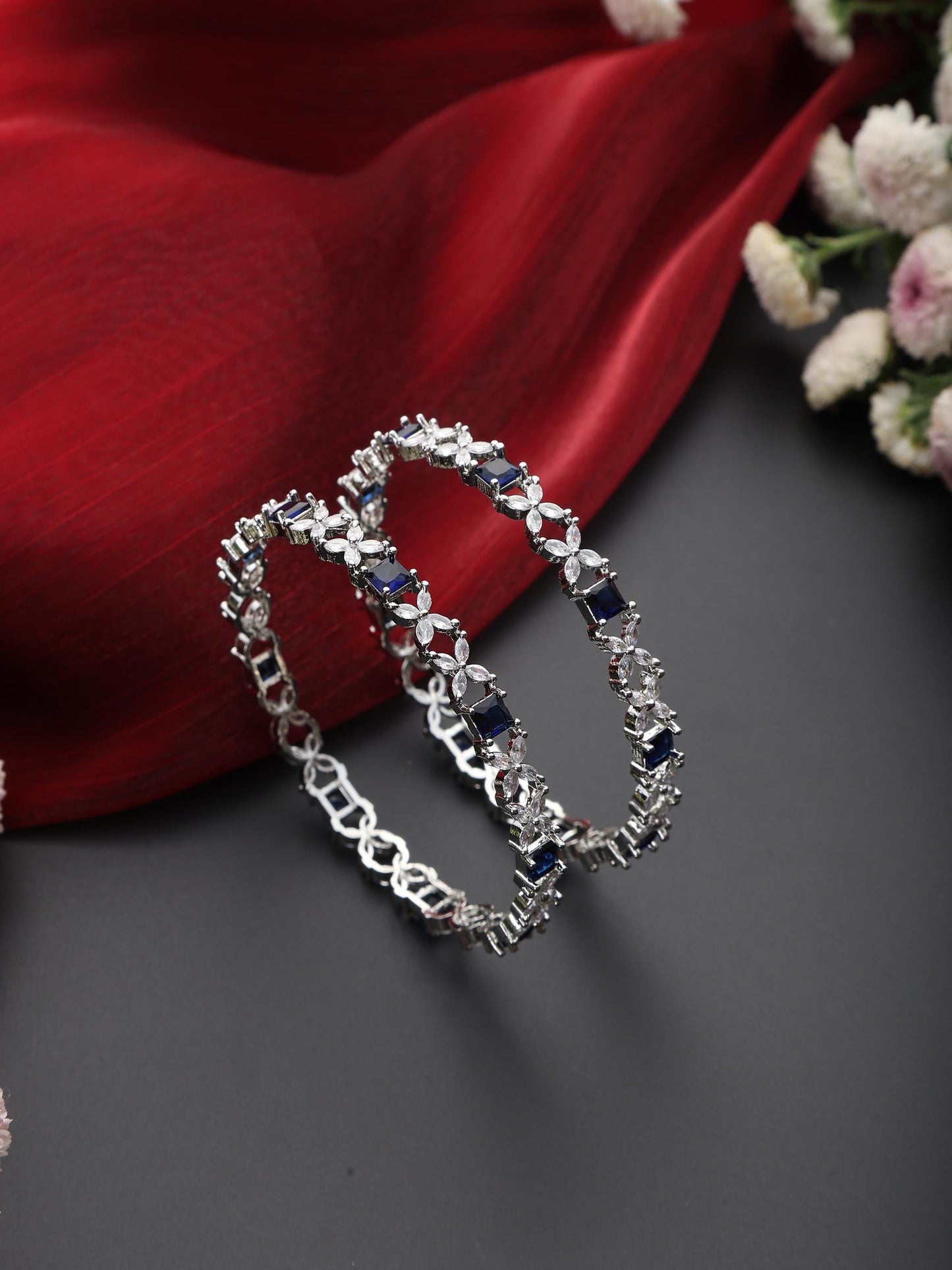 Dhiyona ST Blue American Diamond Pair of Bangles