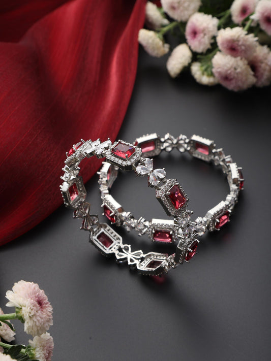 Dhiyona ST Ruby American Diamond Pair of Bangles