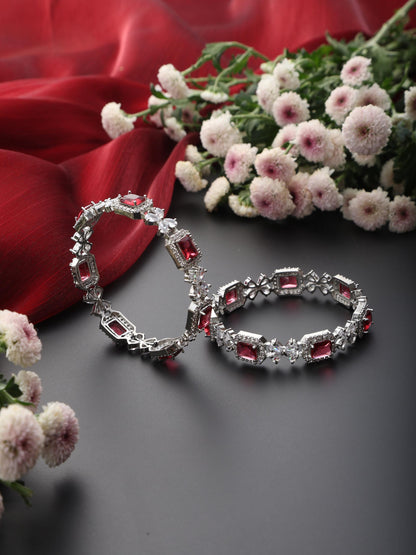Dhiyona ST Ruby American Diamond Pair of Bangles