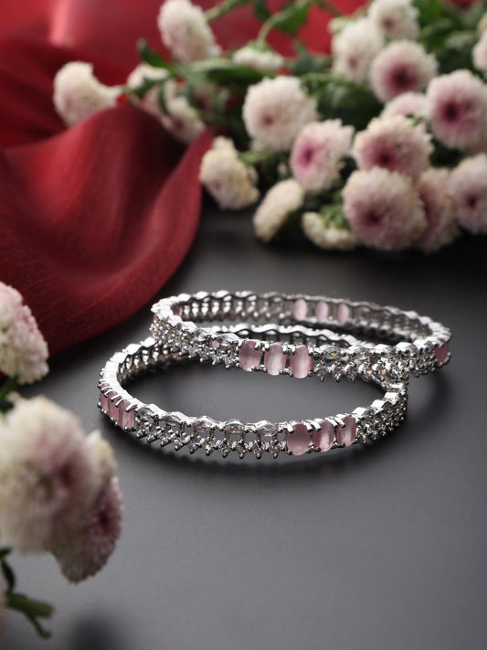 Dhiyona ST Pink American Diamond Pair of Bangles