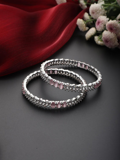 Dhiyona ST Pink American Diamond Pair of Bangles