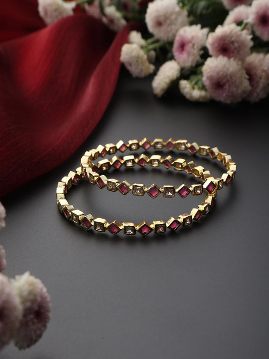 Dhiyona ST Ruby Gold Pair of Bangles