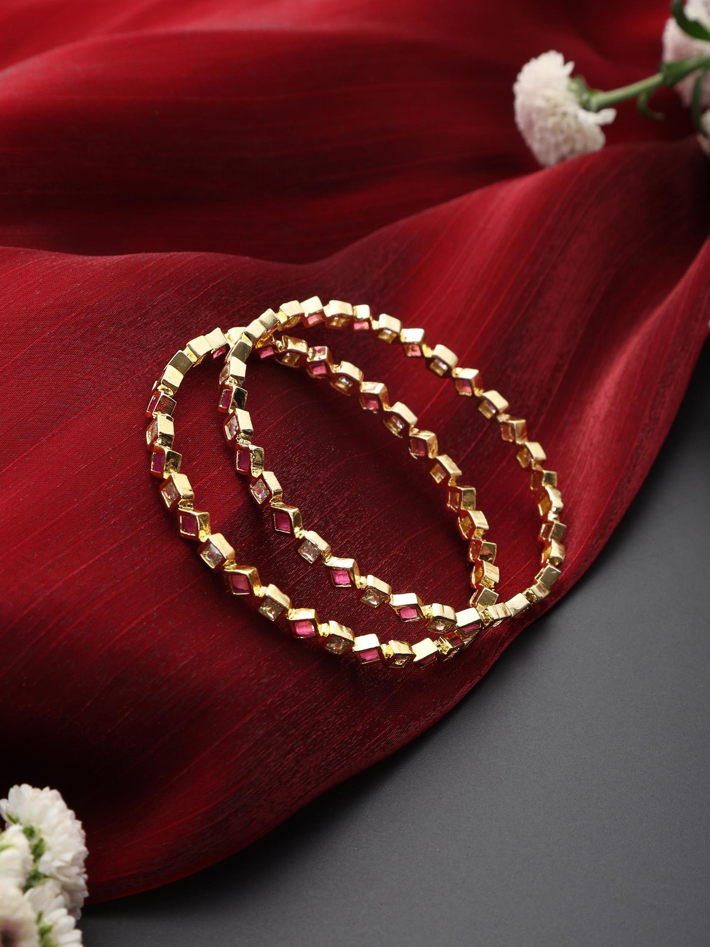 Dhiyona ST Ruby Gold Pair of Bangles