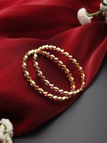 Dhiyona ST Ruby Gold Pair of Bangles