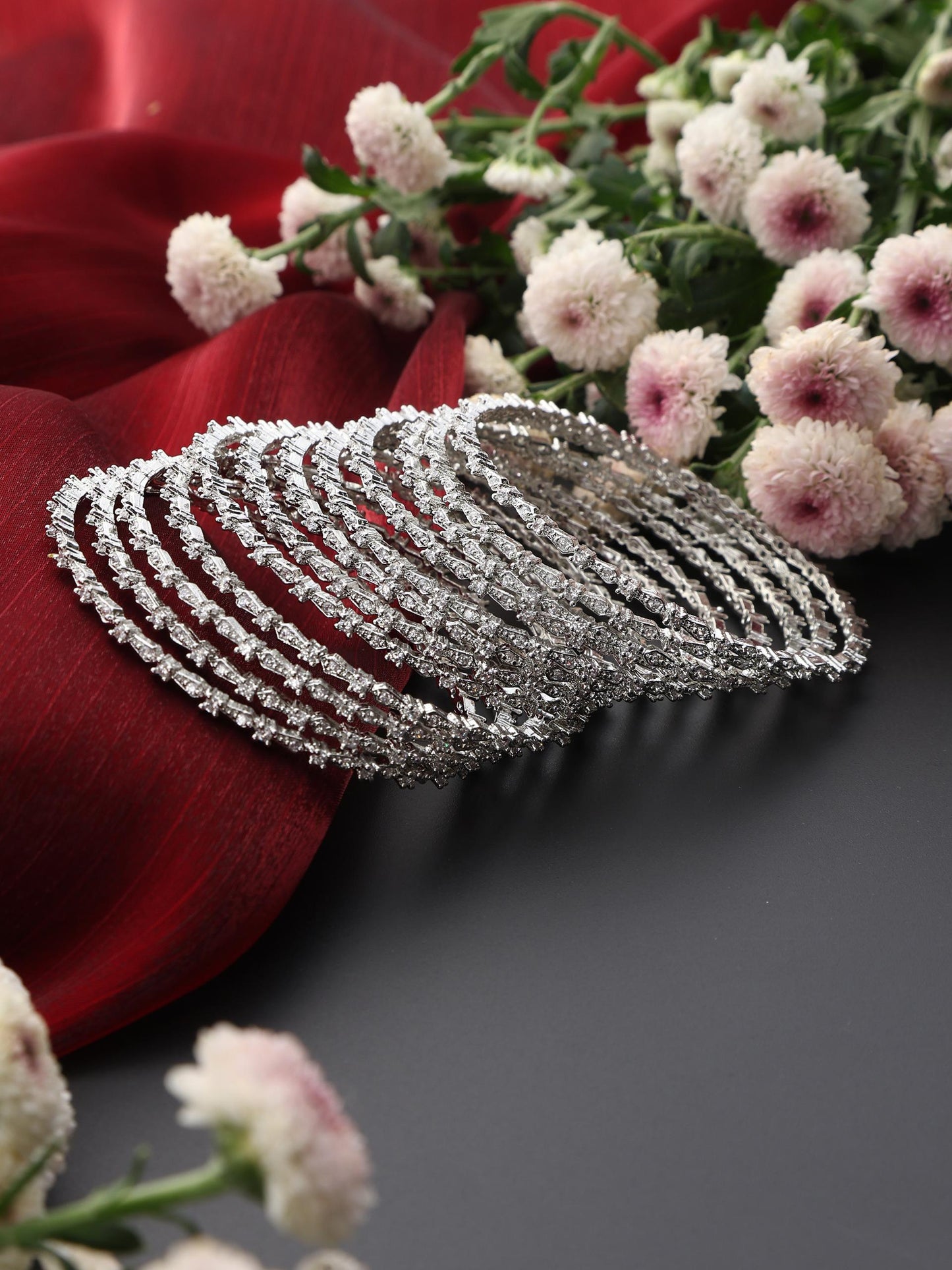 Dhiyona ST Set of 6 Thin Diamond Bangles
