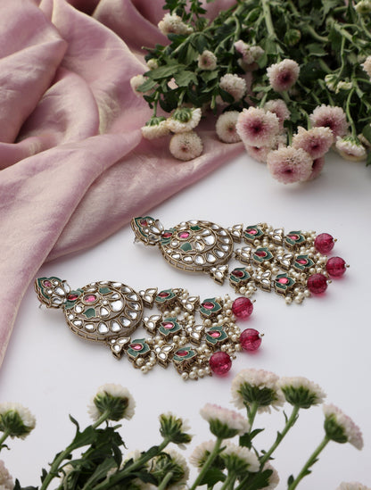 Dhiyona ST Magenta Color Kundan Earrings