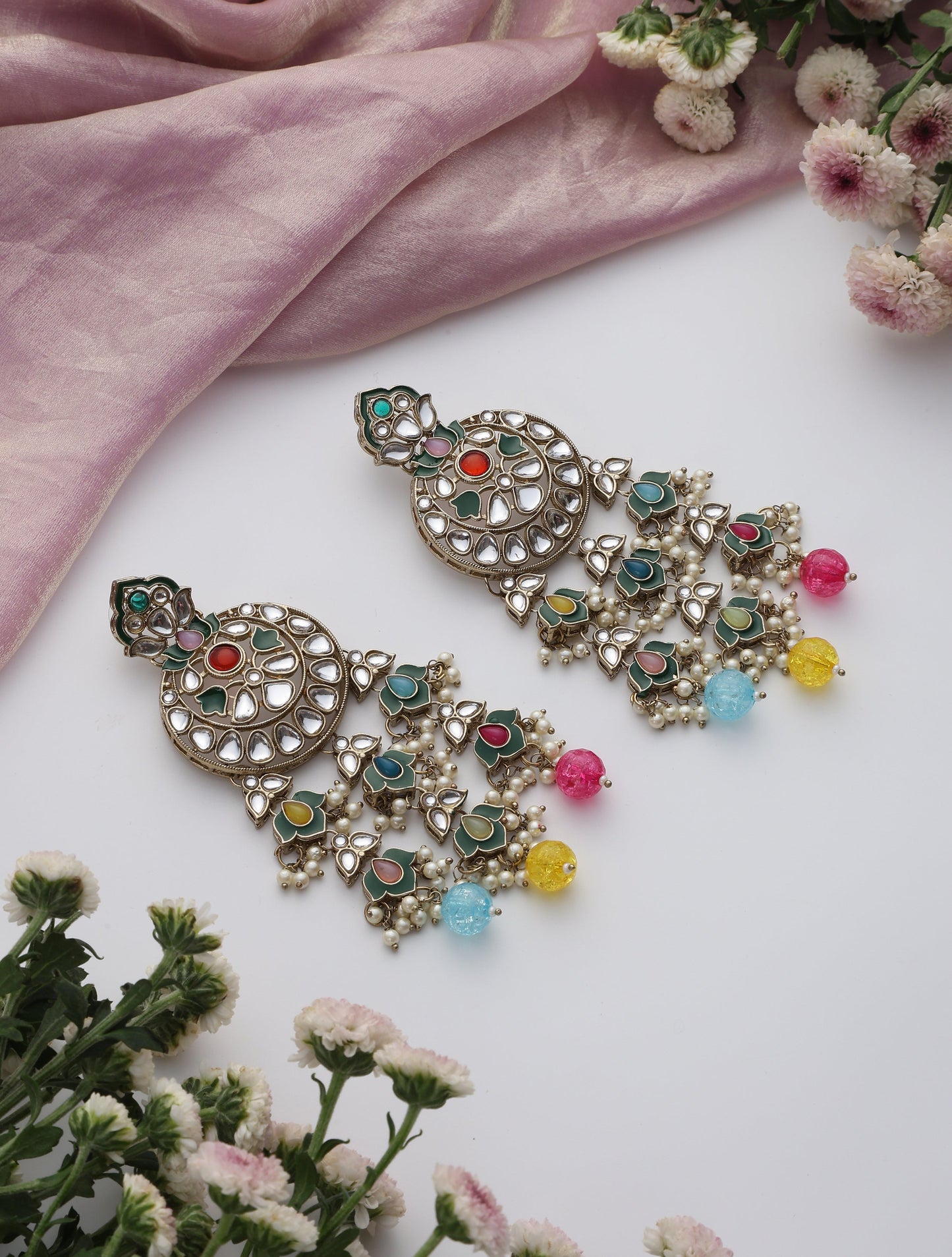 Dhiyona ST Multi Color Kundan Earrings