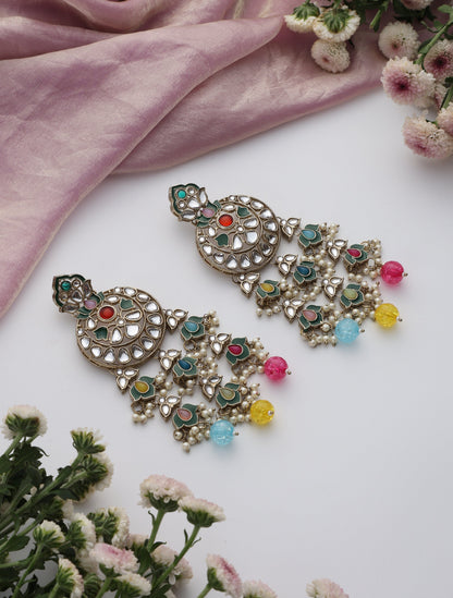 Dhiyona ST Multi Color Kundan Earrings