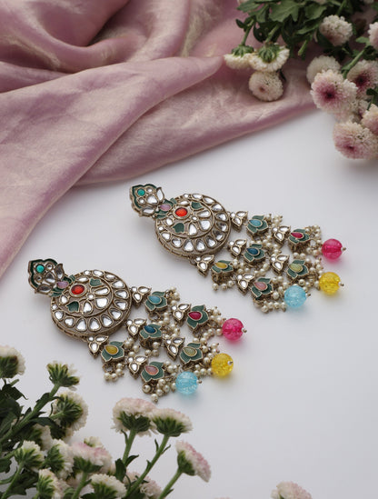 Dhiyona ST Multi Color Kundan Earrings