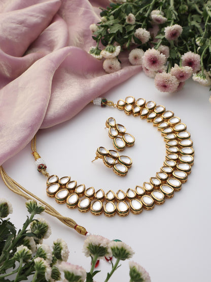 Dhiyona ST Polki Double String Necklace and Earring