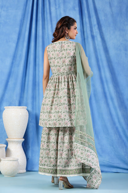 Pavitra moss cotton sharara suit set