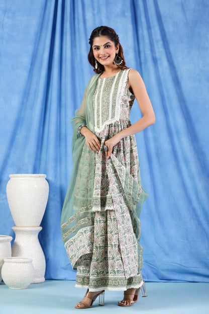 Pavitra moss cotton sharara suit set