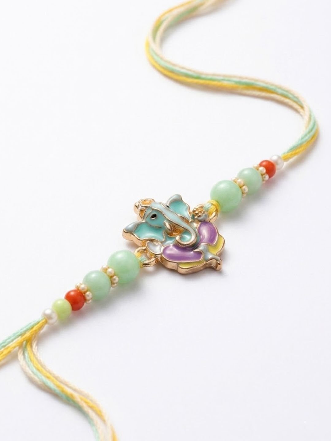 Anouk Multicolor Artificial Beads Ganesh Ji Thread Rakhi With Roli Chawal Chandan Mishri
