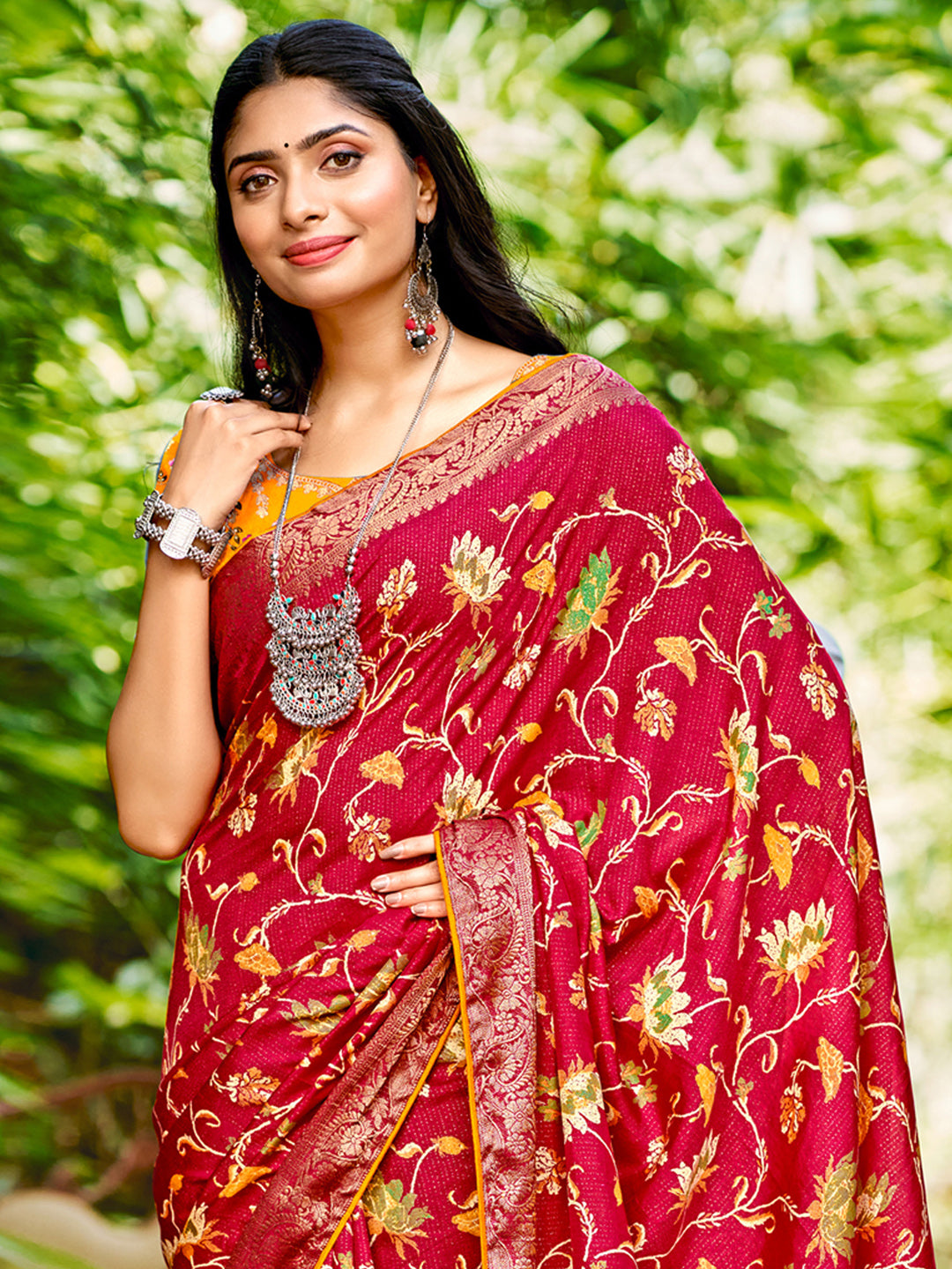 Women's Soft Silk Yellow Woven Design Designer Saree With Blouse Piece