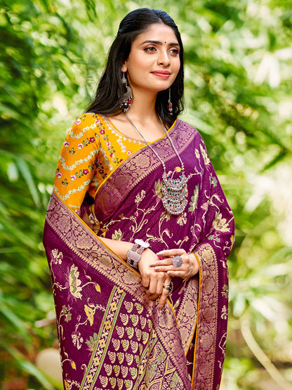 Women's Soft Silk Yellow Woven Design Designer Saree With Blouse Piece