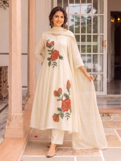 Karen Feta Embroidery Cotton Suit Set