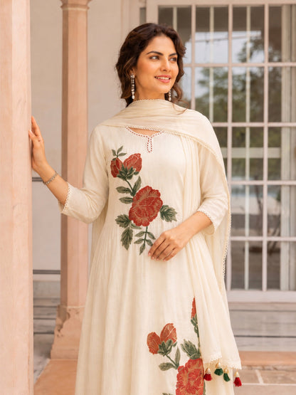 Karen Feta Embroidery Cotton Suit Set