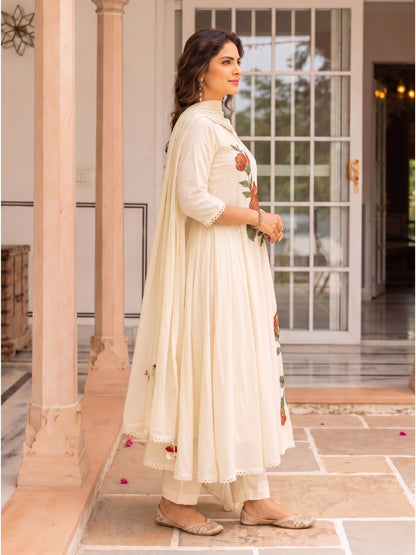 Karen Feta Embroidery Cotton Suit Set