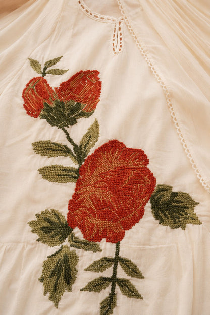 Karen Feta Embroidery Cotton Suit Set